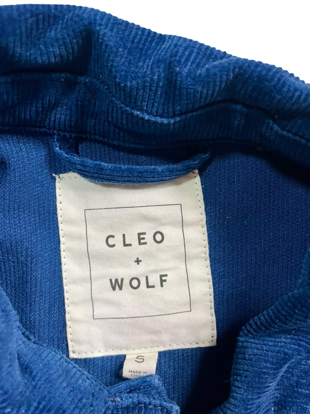 Cleo + Wolf Dark Blue Corduroy Cropped Jacket Size Small - Picture 4 of 6